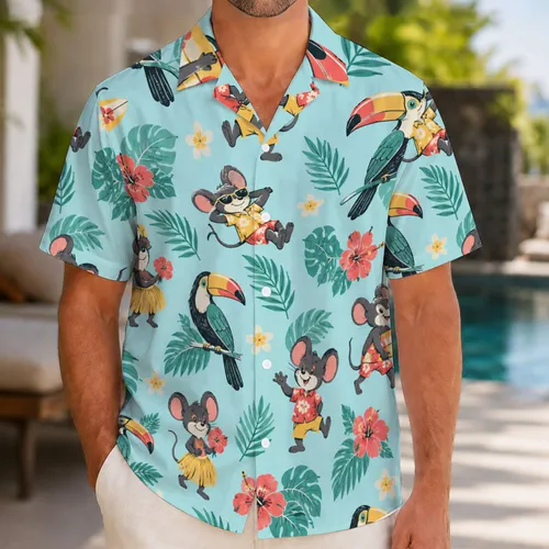 Tropical Toucan And Island Mouse Beach Scene For Sunny Summer Getaways And Vacations Hawaiian Shirt