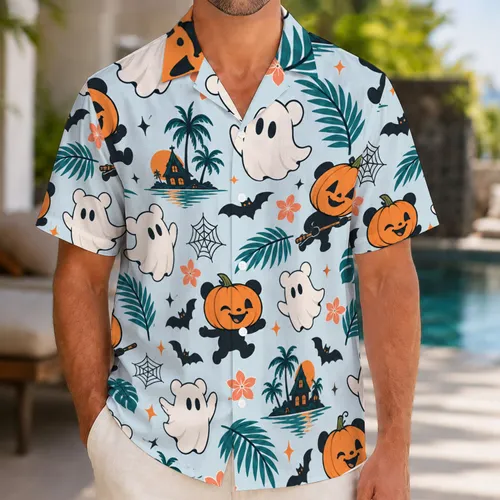 Pumpkin Ghosts and Spooky Bats for Halloween Getaways and Festive Family Vacations Hawaiian Shirt
