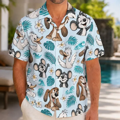 Whimsical Mouse, Duck And Dog Friends For Sunny Island Getaways And Family Trips Hawaiian Shirt