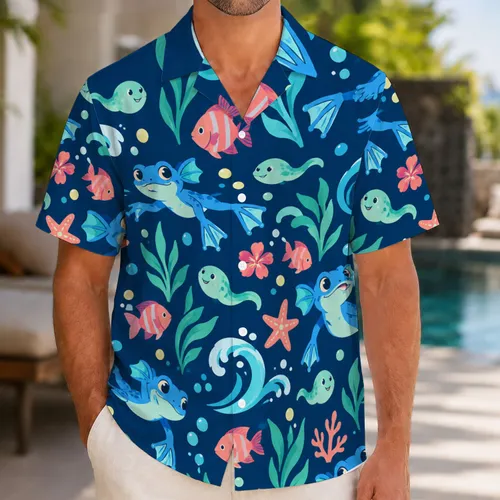 Playful Ninja Frogs And Ocean Creatures For Sunny Beach Days And Summer Island Getaways Hawaiian Shirt