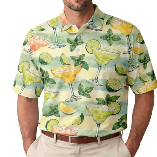 Margarita Lime Cocktail Motifs for Country Club Golf Summer Vacation Style for Women Men's Polo Shirt