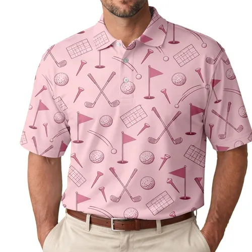Pink Golf Icons for Resort Rounds and Weekend Fairways, Men and Women, Casual Style Men's Polo Shirt