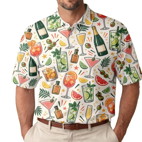 Tropical Cocktail Motifs for Summer Resort Parties, Golf Days, and Women’s Vacations Men's Polo Shirt
