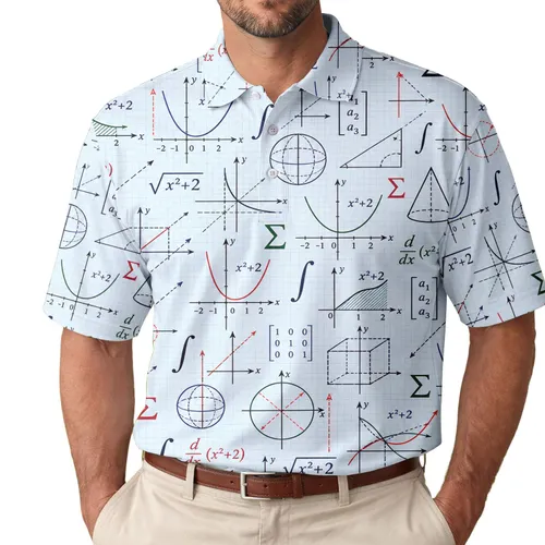 Calculus Equation Grid Mathematics for Classroom Study, STEM Fans, Teachers, and Tutors Men's Polo Shirt