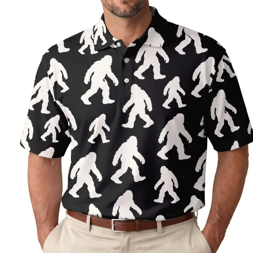 Bigfoot Sasquatch Silhouettes for Golf Outings and Outdoorsy Weekend Adventure Style Men's Polo Shirt