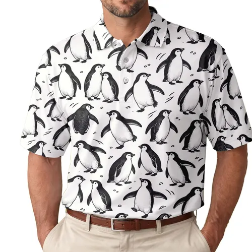 Cute Penguin Holiday Golf Style For Men Women Winter Birthday Gift Casual Resort Wear Men's Polo Shirt