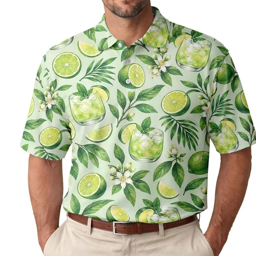 Lime Cocktail Citrus Golfing Summer Holiday Gift for Women and Margarita Lovers Outdoors Men's Polo Shirt