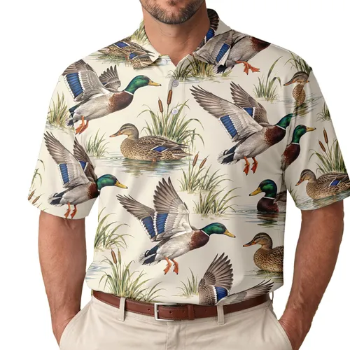 Mallard Duck Nature Scene for Outdoor Summer Adventures and Birdwatching Gift Ideas Men's Polo Shirt