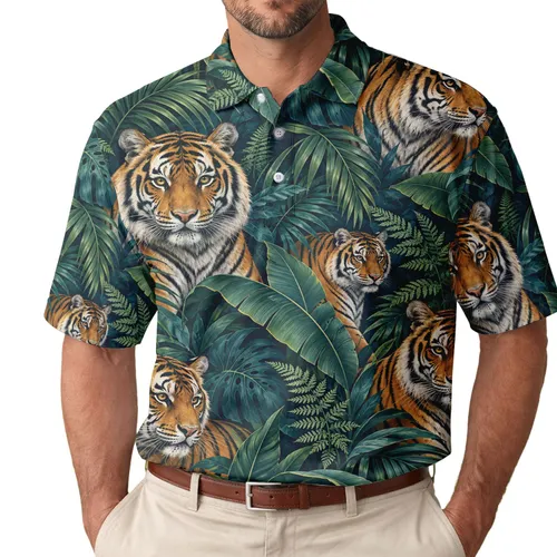 Tropical Tiger Jungle Escape For Beach Days, Island Travel, And Bold Summer Getaways Men's Polo Shirt