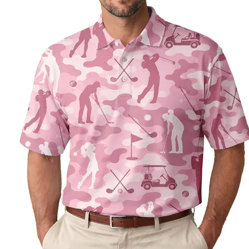 Pink Golfers, Carts and Clubs for Fairway Style and Weekend Play, Women’s Sporty Wear Men's Polo Shirt