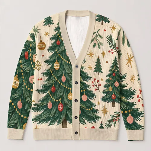 Christmas Tree Holiday Cheer for Women Cozy Seasonal Layering and Festive Gatherings All-over Print Knitted Cardigan