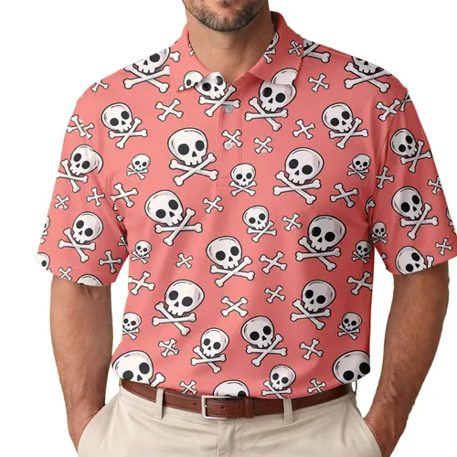 Funny Pirate Skull Motif for Beach Trips and Summer Adventures, Gift for Men Men's Polo Shirt