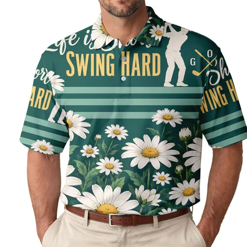 Daisy Golf Swing Floral Fairway Style For Club Days And Weekend Getaways For Women Men's Polo Shirt