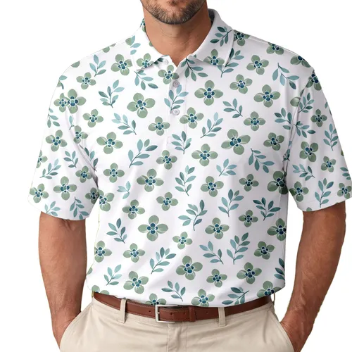 Teal Clover Golf Outfit for Father's Day and Matching Dad Weekend Style Gift Idea Men's Polo Shirt
