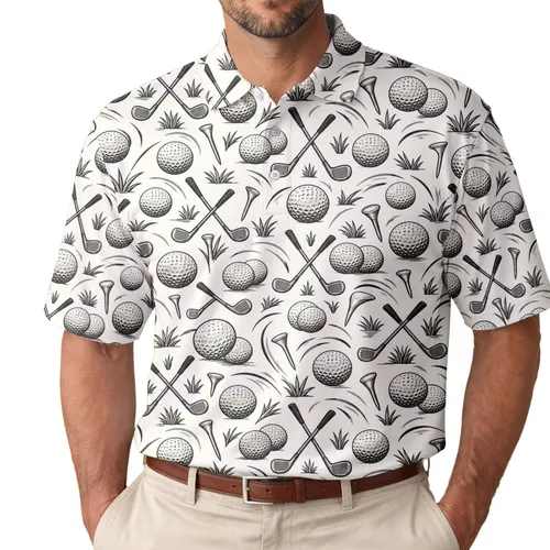 Golf Balls and Clubs for Weekend Fairways and Summer Gifts for Men and Women Golfers Men's Polo Shirt
