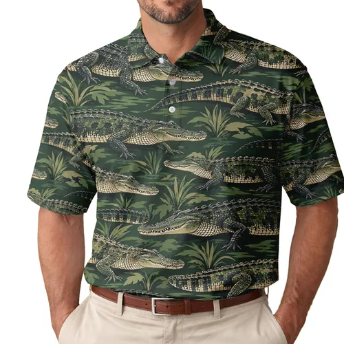 Alligator Jungle Camo for Golf, Hunting, and Safari Adventures for Men and Women Men's Polo Shirt
