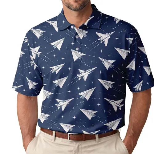 Airplane Aviation Travel Gift for Pilots and Frequent Flyers, Jet Lover Lifestyle Men's Polo Shirt