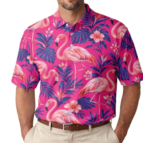 Pink Flamingo Tropical Vibes For Sunny Golf Days And Resort Getaways For Men Women Men's Polo Shirt