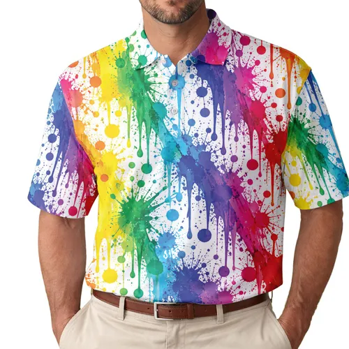 Vibrant Rainbow Paint Splash Pride Celebration Style For LGBTQ+ Adults At Festivals Men's Polo Shirt