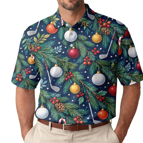 Christmas Golf Tree Ornaments For Holiday Tournaments And Festive Gifts For Golfers Men's Polo Shirt