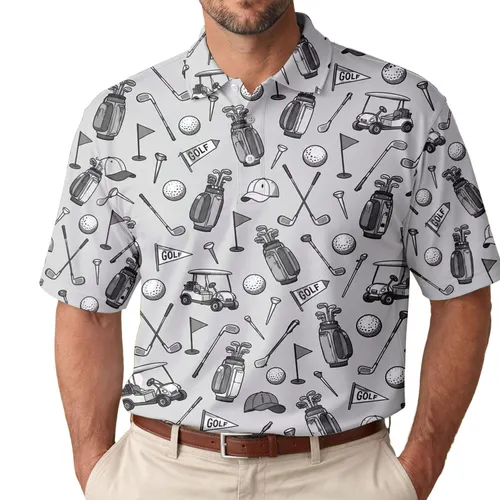 Golf Club And Caddy Motifs For Weekend Course Days And Gifts For Men And Women Golfers Men's Polo Shirt
