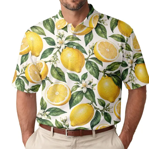 Lemon Citrus Garden for Summer Golf, Tennis, and Vacation Style for Women Travelers Men's Polo Shirt