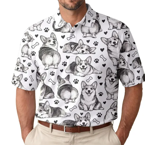 Corgi Dog Lover Gift for Golf Days and Summer Outings, Women’s Sleeveless Style, Pet Mom Men's Polo Shirt