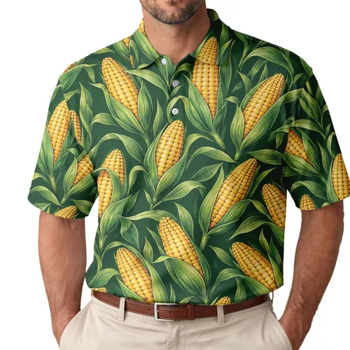 Golden Corn Stalks For Country Club Golf And Summer Harvest Style For Women Farm Lovers Men's Polo Shirt