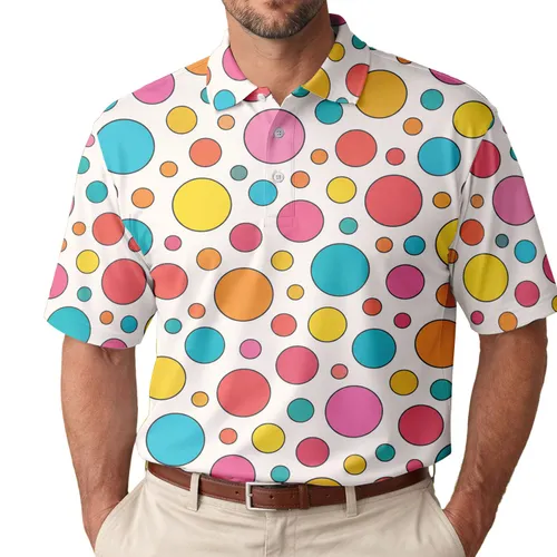 Retro Multicolor Polka Dots for Golf Days, Summer Resorts, and Weekend Style Lovers Men's Polo Shirt