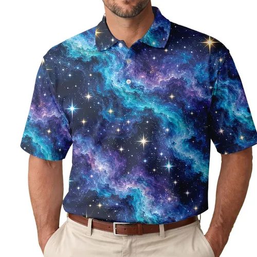 Cosmic Star Galaxy Golf Style for Weekend Rounds, Clubhouse Days, and Night Sky Lovers Men's Polo Shirt