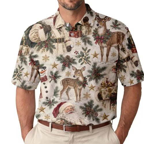 Santa Reindeer Snowman Holiday Golf Style for Women Christmas Gatherings and Trips Men's Polo Shirt