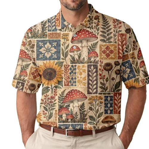 Mushroom Sunflower Cottagecore Golf Style for Autumn Outings and Garden Lovers Women Men's Polo Shirt