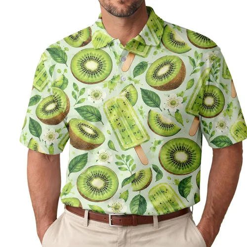 Kiwi Popsicle Golf Style For Sunny Summer Rounds And Fresh Fruit Loving Women Golfers Men's Polo Shirt
