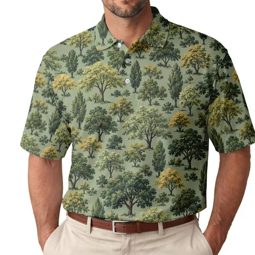 Forest Tree Golf Style for Outdoor Recreation and Nature Lovers, Women’s Botanical Look Men's Polo Shirt