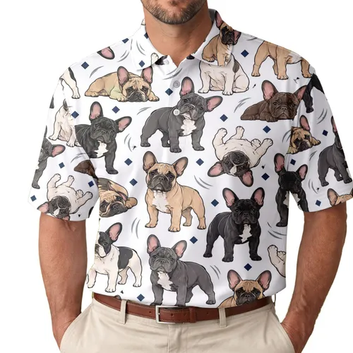 Cute French Bulldog Golf Day Companions For Women, Tennis And Pickleball Enthusiasts Men's Polo Shirt