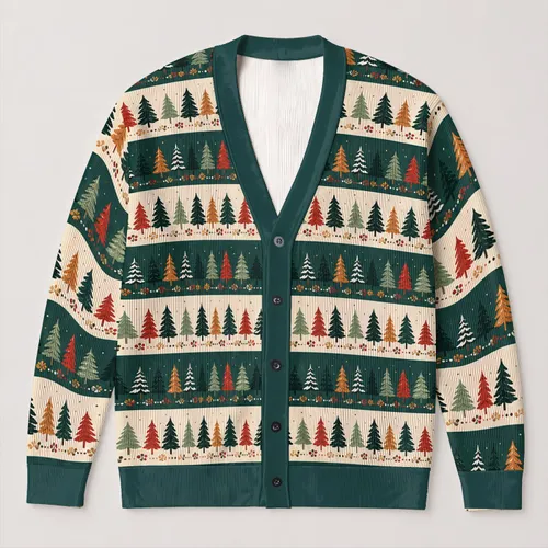 Christmas Pine Tree Forest for Cozy Holiday Gatherings and Everyday Winter Style All-over Print Knitted Cardigan