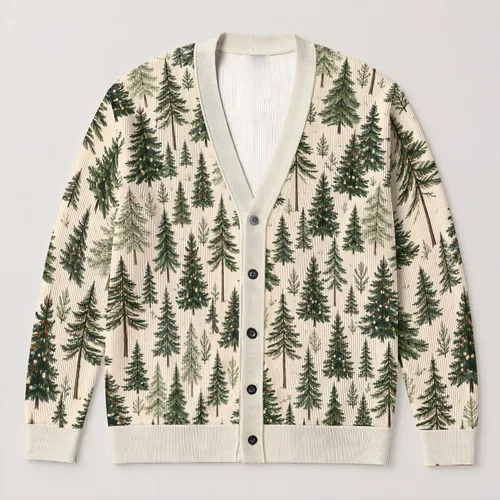 Evergreen Forest Holiday Style For Cozy Winter Layering And Seasonal Gatherings Women All-over Print Knitted Cardigan