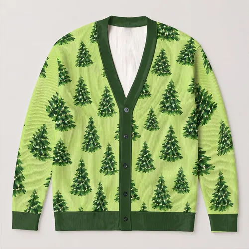Christmas Tree Holiday Motif for Cozy Winter Outings and Festive Homewear for Women All-over Print Knitted Cardigan