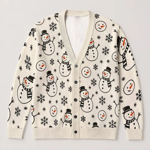 Snowman And Snowflake Winter Cheer For Cozy Holiday Layering Gifts For Women All-over Print Knitted Cardigan