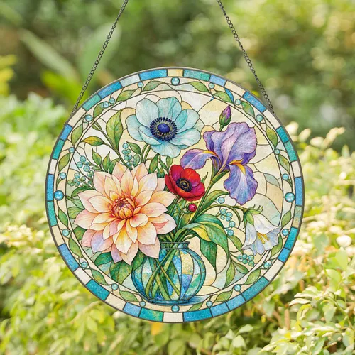 Birthflower Botanical Bouquet Gift for Mother’s Day, Weddings, and Garden Lovers Stained Glass Suncatcher