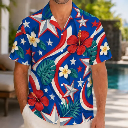 Patriotic Star And Flag Stripes For Summer Celebrations And Fourth Of July Getaways Hawaiian Shirt