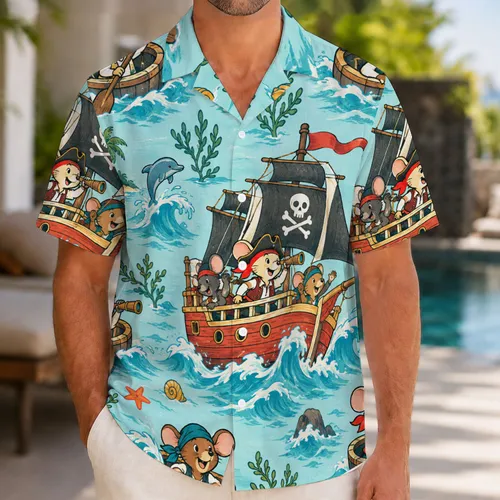 Pirate Mouse Crew And Treasure Ship Adventure For Family Cruise Getaways With Kids Hawaiian Shirt
