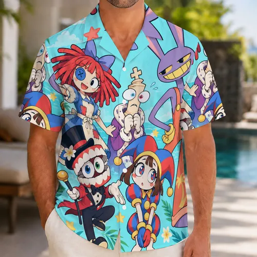 Jester, Purple Rabbit, Rag Doll, and Ringmaster for Playful Vacation Adventures Hawaiian Shirt