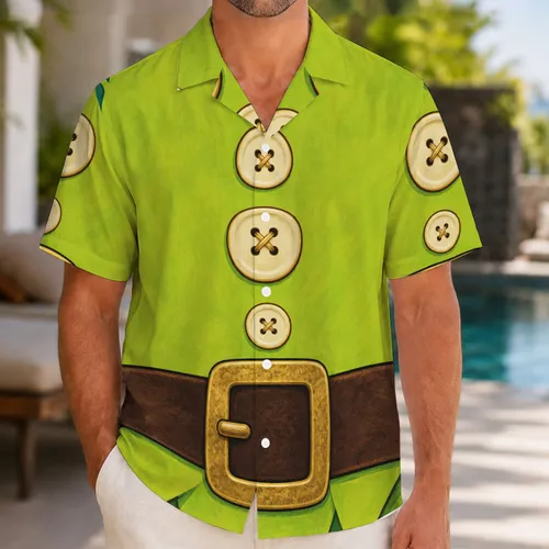 Lime Green Dwarf Costume Details for Halloween Party Celebrations and Fans Hawaiian Shirt
