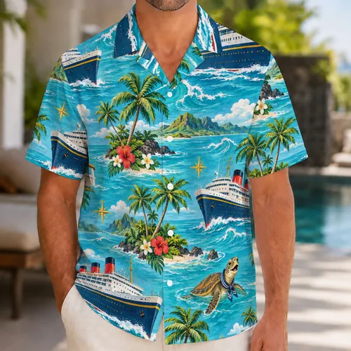 Colorful Ocean Liners And Island Wildlife For A Joyful Family Summer Vacation Voyage Hawaiian Shirt
