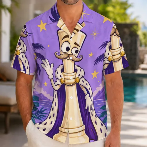 Whimsical Chess King Character for Tropical Getaways and Playful Summer Celebrations Hawaiian Shirt