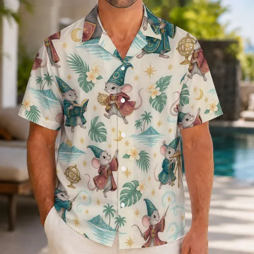 Whimsical Wizard Mouse Magic for Enchanted Vacations and Fantasy Theme Park Getaways Hawaiian Shirt