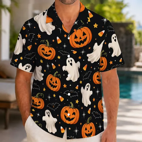 Whimsical Halloween Ghosts and Jack-O'-Lanterns for a Spooky Family Cruise Vacation Hawaiian Shirt
