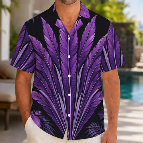 Violet Feathered Villain Costume Style for Halloween Parties and Tropical Getaways Hawaiian Shirt
