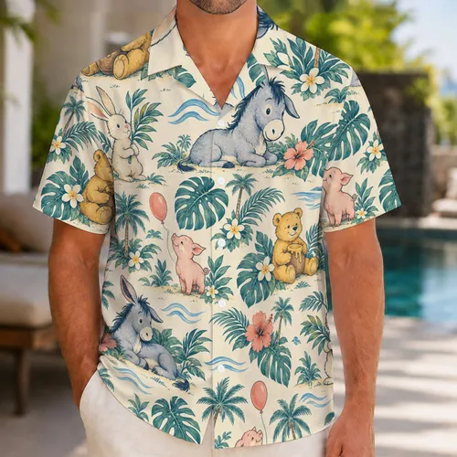 Woodland Bear and Forest Friends for Sunny Island Getaways and Relaxed Family Vacations Hawaiian Shirt